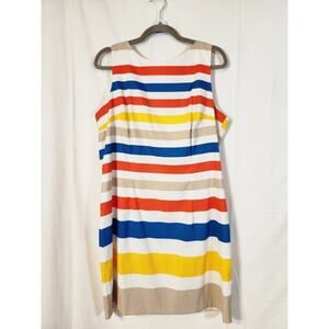 Kim Rogers $72 Size 18 Yellow Blue Orange‎ White Tan Sleeveless Stretch Sheath